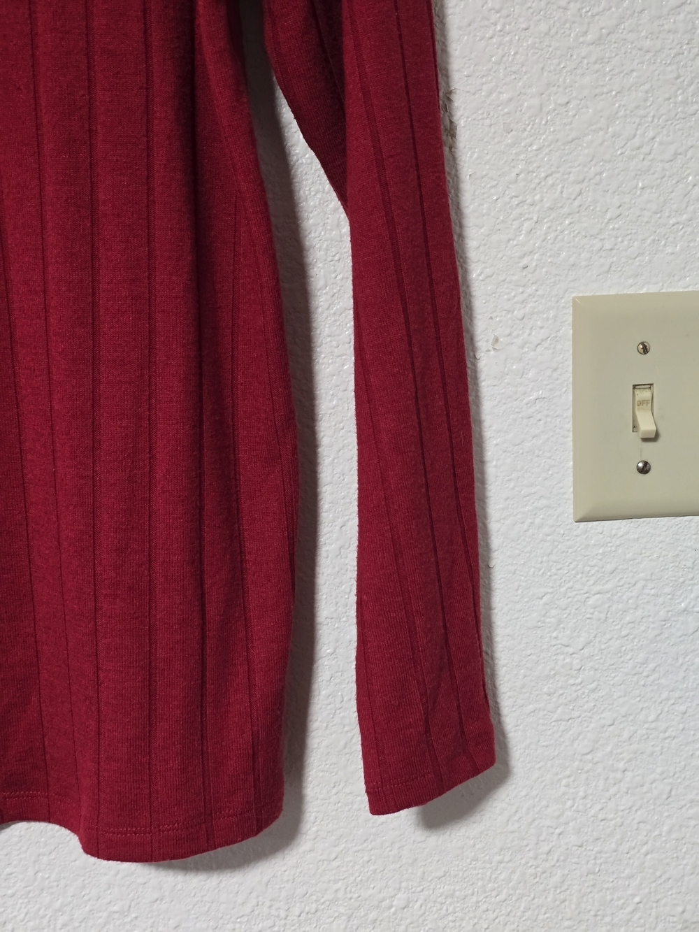 Rafaella Deep Red Ribbed Knit Top with Snap-Neck Detail - Picture 4 of 10